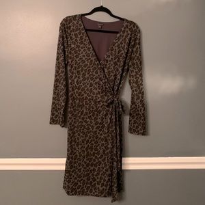 Ann Taylor Animal Print Wrap Dress NWOT